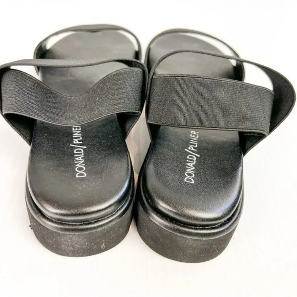 Donald J. Pliner Womens Black Lue Stretch-Strap Flatform Sandals size 8